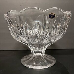 Vintage Bohemia crystal footed flower, candy or compote vase